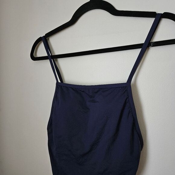 Andie Swim One Piece Bathing Suit LT Paloma Navy Tall Tie Back Neutral Vacation - Picture 3 of 14
